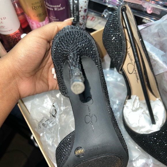 Jessica Simpson Black Glitter Heels Women size 8.5 - Picture 4 of 6